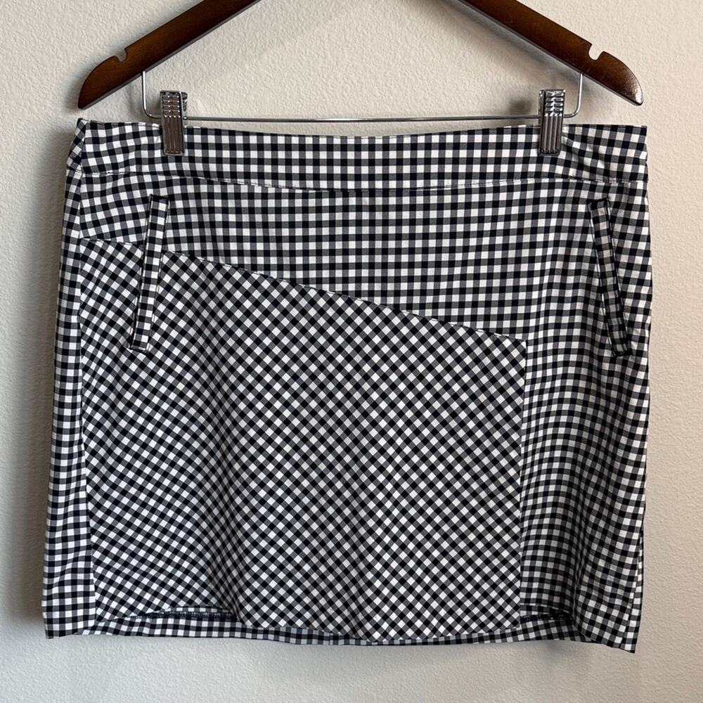 Lady Hagen Navy Houndstooth Stretch Skort 17" Long Size 12